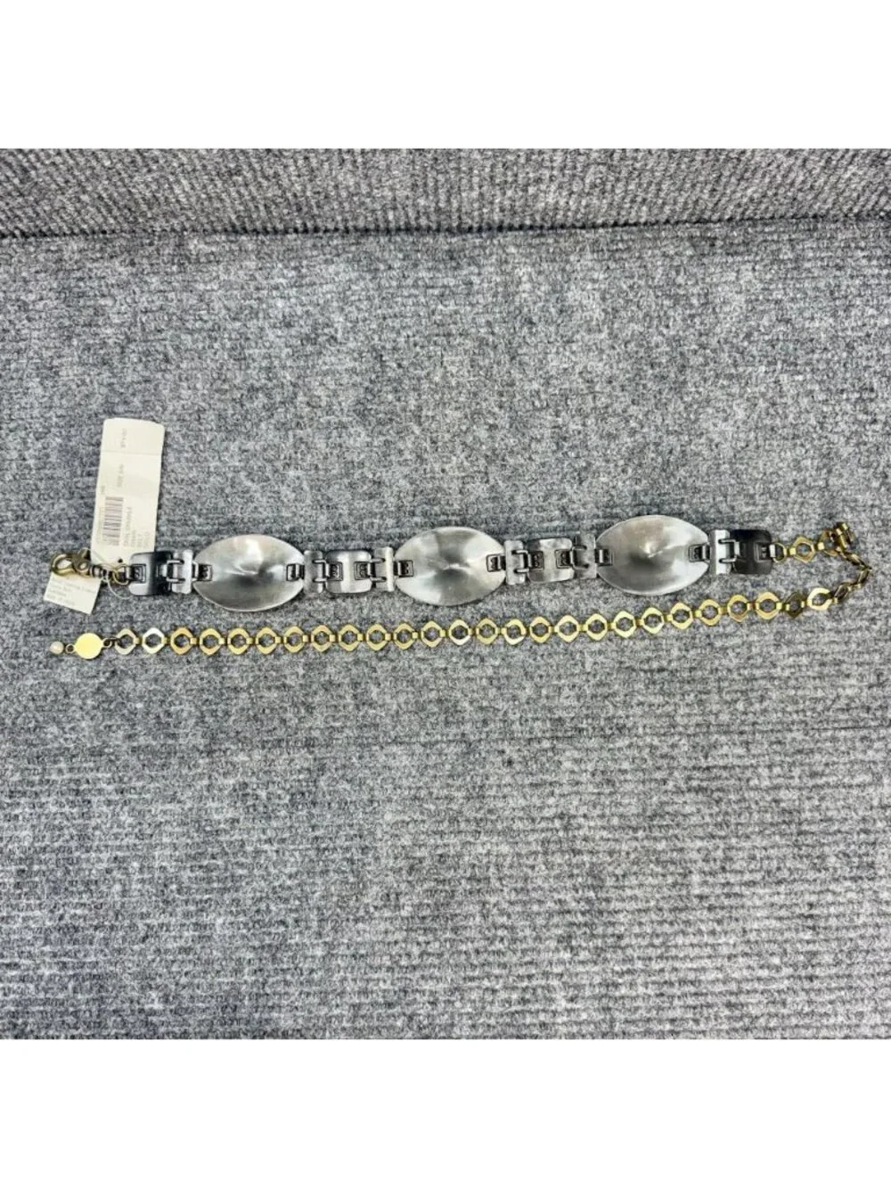 Chicos Metal Rhinestone Chain Link Belt Size Small/Medium Gold Tone Oval Chunky